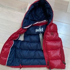 Add down boys red down hooded puffer vest